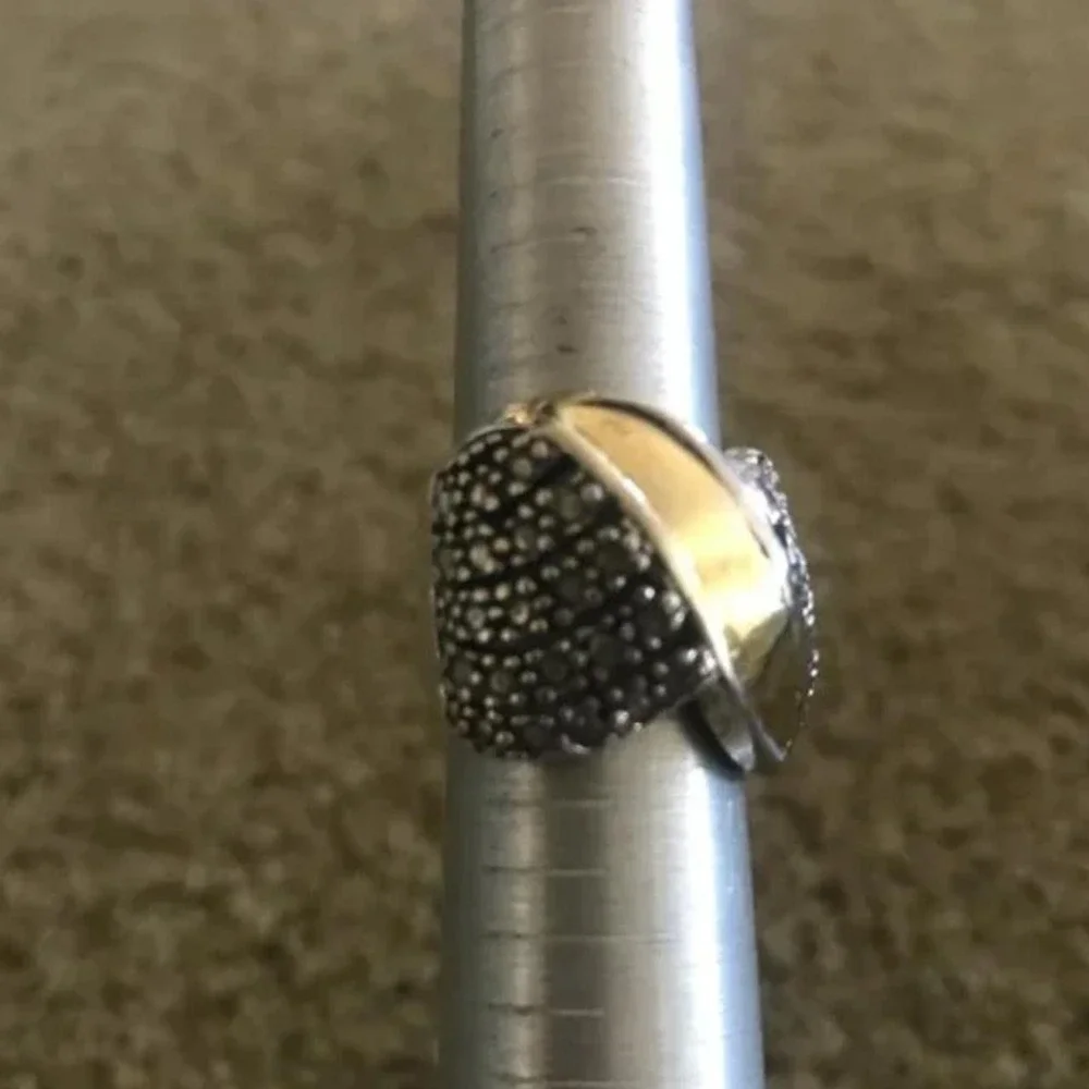 80's Gold tone with CZ crystals ring size 8 Retro 80's Glam